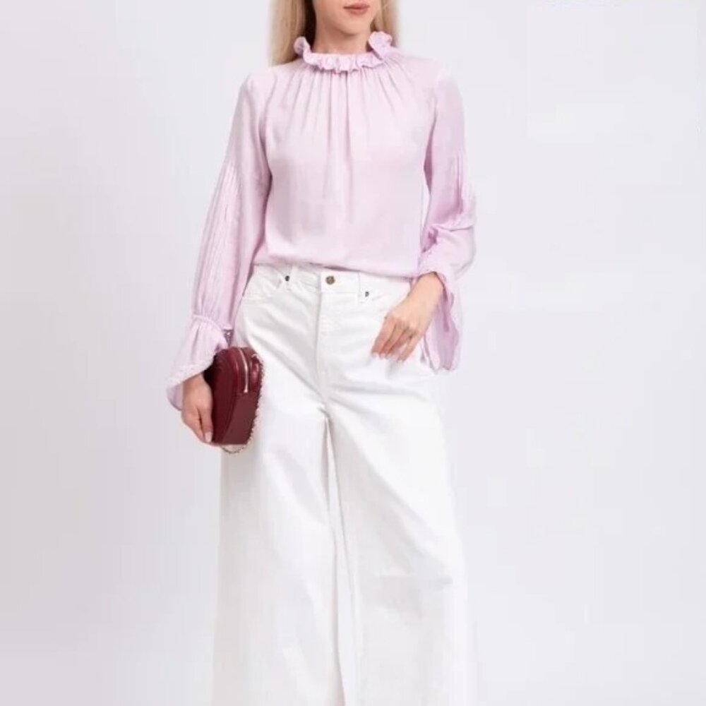 Hofmann Copenhagen Pink High-Neck Gathered Blouse – Size US 8 / DE 38